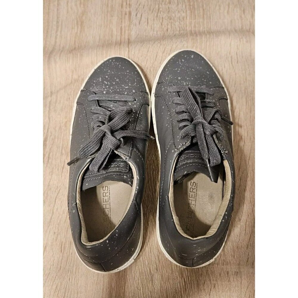 Skechers Size 7 Womens Gray Silver Speckles Leather Shoes Sneakers - Picture 5 of 8